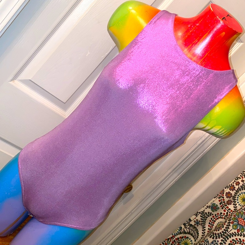 SHE + SKY Lilac Metallic Shimmer Bodysuit | Festival Rave Club Glam NWTs